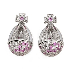 Платина Латунные микропроволочные кубические циркониевые медальоны, слезинки, платина, 22x12.5x14 мм, отверстие : 5 мм, внутренний диаметр: 9 мм