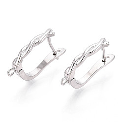 Платинированный Латунная фурнитура для хооп серег, без кадмия, без никеля и без свинца, твист, Реальная платина, 18.5x12x3 мм, отверстие : 1~1.2 мм, штифты : 1 мм