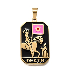 Лошадь Таро 304 эмалевые подвески из нержавеющей стали, ионное покрытие (ip), реальный 18 k позолоченный, лошадь, 32x19.5x2 мм, отверстие : 7x3.5 мм