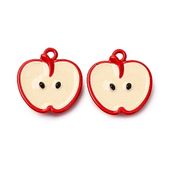 Яблоко Подвески из сплава краски для выпечки, фруктовые прелести, яблоко, 16x15x5 мм, отверстие : 1.2 мм