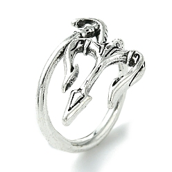 Antique Silver Three Fork Alloy Open Cuff Ring, Lead Free & Cadmium Free, Antique Silver, 14mm, Inner Diameter: 17mm