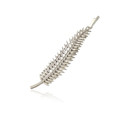 Platinum Alloy Hair Bobby Pins, Leaf, Platinum, 70x13mm
