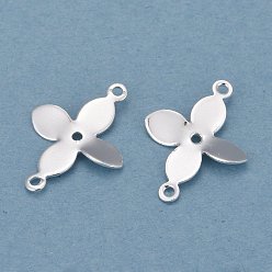 925 Sterling Silver Plated Brass Links Connectors, Cadmium Free & Lead Free, Long-Lasting Plated, Flower, Silver, 11x15x1mm, Hole: 0.9mm