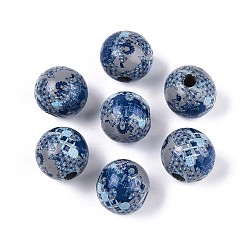 Светло-серый Бусины из дерева схима в богемном стиле с принтом, круглые, светло-серый, 14.2~15x16~16.5 мм, отверстие : 3.7~4.3 мм