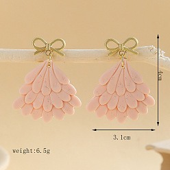 Pink Серьги-гвоздики из полимерной глины в виде рождественской елки, золотые, розовые, 40x31 мм