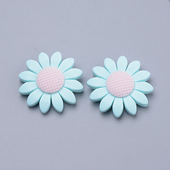 Светло-Голубой Пищевые экологически чистые силиконовые фокусные шарики, подсолнечник, Небесно-голубой, 40x10 мм, отверстие : 3 мм