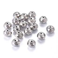 Platine Ccb perles en plastique, facette, rondelle, platine, 8x6.5mm, Trou: 1.4mm