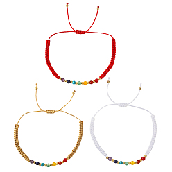 (52) Непрозрачная лаванда 3 Набор регулируемых браслетов из круглых бусин с чакрами, выполненных из натуральных и синтетических камней., разноцветные, внутренний диаметр: 11.02 дюйм (28 см)