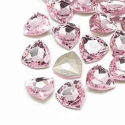 Розовый Сделай сам указал назад k 9 стеклянные кабошоны со стразами, случайное цветное покрытие, граненые, треугольные, светло-розовый, 12x12x4.5 мм