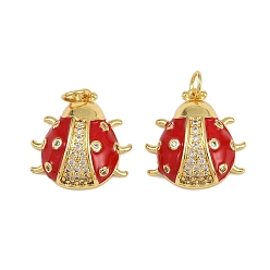 Настоящее золото 18K Латунные микро проложить кубического циркония подвески, коровка, с эмалью, стойки покрытие, без свинца и без кадмия, долговечный, с целью перехода в кольце, реальный 18 k позолоченный, 18x17.5x6 мм, отверстие : 3 мм