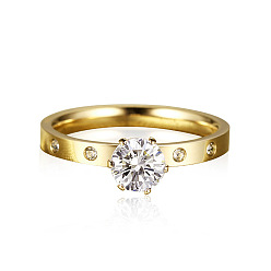 Золотой 201 женские кольца со стразами из нержавеющей стали, золотые, размер США 10 (19.8 мм)