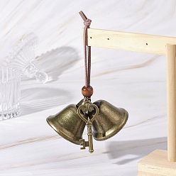 Key Железо колокол подвесные украшения, подвески из сплава, деревянные бусины и шнуры из искусственной замши, ключ, 120 мм