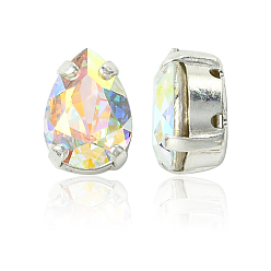 00030 200 Crystal AB Пришивные чашки preciosa® maxima crystal, многожильных ссылки, чешский хрусталь, с настройками латуни, 719 37 407 груша в стиле барокко, серебряные, 00030 200 кристалл аб, 10x7 мм