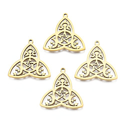 Real 18K Gold Plated 201 Stainless Steel Pendants Ion Plating(IP), Trinity Knot, Real 18K Gold Plated, 25x25x1.5mm, Hole: 1.4mm
