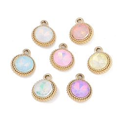 Золотой Подвески из сплава с ультрафиолетовым покрытием, со стеклом, без свинца и без кадмия, плоско-круглые, золотые, 18x14x6 мм, отверстие : 2 мм