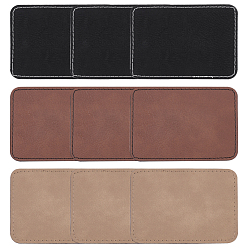 (52) Непрозрачная лаванда 9шт. 3 цветные этикетки из искусственной кожи с лазерной гравировкой, пришиваем на заготовку шапки заплатки, прямоугольные, разноцветные, 88x63x1.5 мм, 3 шт / цвет