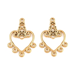 Сердце 304 из нержавеющей стали Компоненты для люстр ссылки, золотые, сердце, 30x21.5x2 мм, отверстие : 1.6 мм, 2 шт / комплект