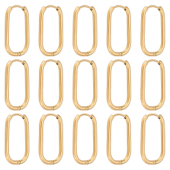 Золотой 16 ионное покрытие (IP) 304 серьги-кольца из нержавеющей стали для женщин, прямоугольные, золотые, 23.5x13x2 мм