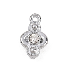Платина Поручни из горного хрусталя из сплава, кулон-слайдер, платина, 15x9x5.5 мм, отверстие : 1.4 мм
