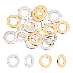 Mixed Color 20Pcs 2 Colors 304 Stainless Steel Linking Rings, Flat Round, Mixed Color, 12x1mm, Inner Diameter: 7mm, 10pcs/color