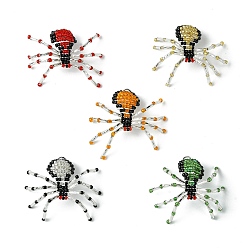 Mixed Color Handmade MIYUKI Round Rocailles Seed Loom Pattern, Spider Pendants, Mixed Color, 43x45x25mm, Hole: 4mm