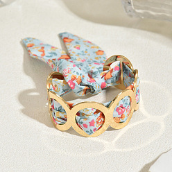 Ring Браслеты-манжеты из ткани с цветочным узором для женщин, золотые, кольцо, внутренний диаметр: 2.36 дюйм (6 см)