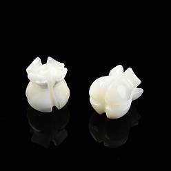 Blanc Coquille de trochide naturelle / perles de coquille de troque, fleur, blanc, 7.5~8x7x7mm, Trou: 1mm