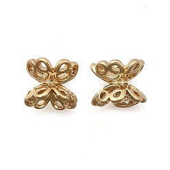 Настоящее золото 18K Шапочки и конусы для бусин, латунные, цветок, реальный 18 k позолоченный, 6.5x5 мм, отверстие : 1 мм