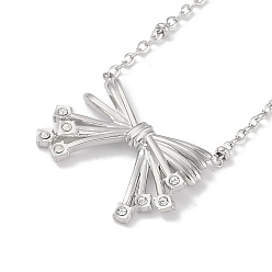 Нержавеющая Сталь Цвет 304 ожерелья-подвески с бантом и кристаллами из нержавеющей стали и стразами для женщин, цвет нержавеющей стали, 17.36 дюйм (44.1 см)