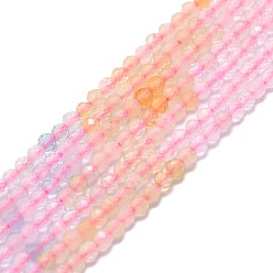 Морганит Природные морганит нитей бисера, граненые, круглые, 2 мм, отверстие : 0.6 мм, около 154 шт / нитка, 15.16''~15.55'' (38.5~39.5 см)