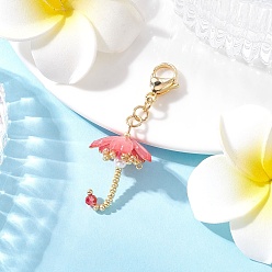 Красный Зонтик ручной работы стеклянные бусины и акриловые подвески наборы украшений, с 304 застежками-лобстерами из нержавеющей стали, подвесные украшения, красные, 51.5 мм