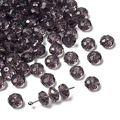 Сине-фиолетовый К 9 стекло, имитация Австрийские кристаллические шарики, класс AAA, граненые, рондель, синий фиолетовый, 6x4 мм, отверстие : 0.7~0.9 мм