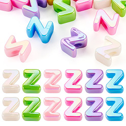Letter Z 20 Stück UV-beschichtete, opake europäische Acrylperlen, große, irisierende Perlen, Gemischte Farbe, Brief z, 20.5x17x13.5 mm, Bohrung: 6 mm