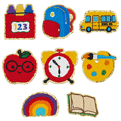 (52) Непрозрачная лаванда 8Школьные принадлежности, вышитые нашивки из ткани, пришивные/приклеиваемые утюгом, аппликация, значки, для одежды, платье, шляпа, джинсы, украшения своими руками, разнообразные, разноцветные, 48~80x68~84x2.5 мм