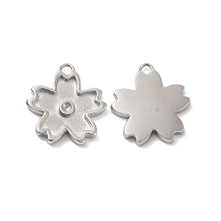 Нержавеющая Сталь Цвет Не тускнеет 304 подвеска из нержавеющей стали со стразами, цветок сакуры, цвет нержавеющей стали, пригодный для стразов 1.2 мм, 15x13.5x2 мм, отверстие : 1.4 мм