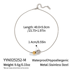 Золотой & Цвет Нержавеющей Стали Минималистичные 304 ожерелья из нержавеющей стали с подвеской в виде двух круглых шаров для женщин, золотые и нержавеющая сталь цвет, 15.75 дюйм (40 см)