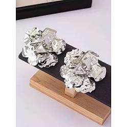 Серебро Цветочные сплава серьги, серебряные, 80x80 мм