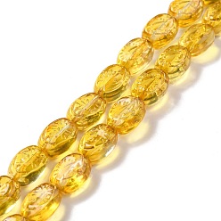 Золотистый Прозрачные стеклянные бусины, овальные, золотые, 11x8x5.5 мм, отверстие : 1 мм, около 32 шт / нитка, 13.78 дюйм (35 см)