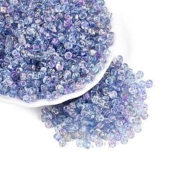 Cornflower Blue Transparent Colours Picasso Glass Beads, Column, Cornflower Blue, 4x3.5mm, Hole: 0.9~1mm, about 3461pcs/pound