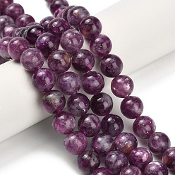 Лепидолит Натуральные лепидолитовые бусины, круглые, круглые, 8~9 мм, отверстие : 0.9 мм, около 45 шт / нитка, 15.35 дюйм (39 см)