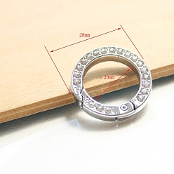 Платина Пружинные кольца со стразами из сплава и кристаллами, кольцо, платина, 28 мм