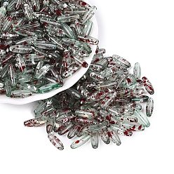 Vert mer Foncé Perles de verre transparentes Picasso, trou rond, ovale, vert de mer foncé, 12.5~13x4~4.5mm, Trou: 0.9~1mm, environ 1360 pcs / livre