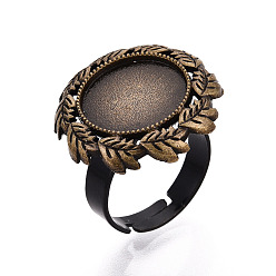 Античная Бронза Основание-кольцо из сплава и железа с вращающимся подносом, закрепка колец в форме листа и плоской круглой подушечки для создания колец для снятия тревожности, античная бронза, 22x22 мм, 17 мм, Размер лотка: 14 мм