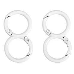 Белый Застежки для брелков в форме буквы 8 из окрашенного распылением сплава, пружинная пряжка самодельный брелок для ключей с изображением мультфильма крючки для ключей, белые, 23x43 мм