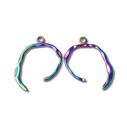 Rainbow Color Ion Plating(IP) 304 Stainless Steel Pendants, Rainbow Color, 27x22.5x2mm, Hole: 1.6mm