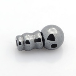Black Non-Magnetic Synthetic Hematite 3 Hole Guru Beads, T-Drilled Beads, Black, 15x7mm, Hole: 1~2mm