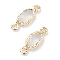 Прозрачный Подвески для соединителей из латуни и стекла, овальные связи, без кадмия, без никеля и без свинца, реальный 18 k позолоченный, прозрачные, 10.5x4x1.5 мм, отверстие : 1 мм
