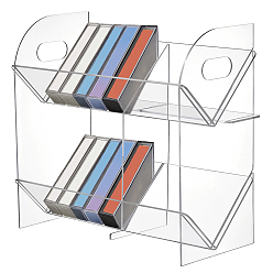 Прозрачный 1 Комплект 2-ярусных акриловых подставок для хранения аудиокассет, прозрачные, готовое изделие: 30.5x14.9x28 см