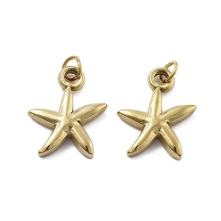 Морская звезда Подвески из нержавеющей стали 304, с целью перехода в кольце, ионное покрытие (ip), реальный 18 k позолоченный, морская звезда, 15x12x2.5 мм, отверстие : 2.5 мм