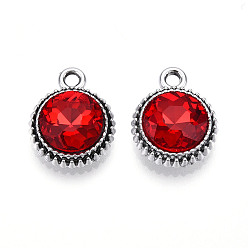 (123L) Белый крем непрозрачный блеск K 5 стеклянные подвески, плоско-круглые, граненые, со сплавочной фурнитурой, платина, огнеупорный кирпич, 17~17.7x14x5.2~6 мм, отверстие : 2 мм